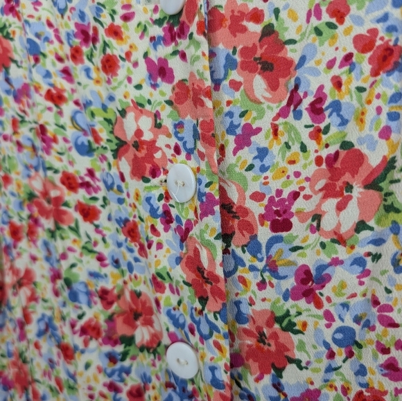 Vintage Coldwater Creek Button Up Floral Maxi Dress Shoulder Pads 16P 90s - Picture 4 of 11